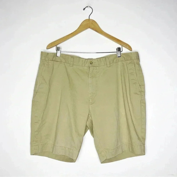 Polo Ralph Lauren Khaki Flat Front Shorts Classic 9' Size 40 - Picture 1 of 6